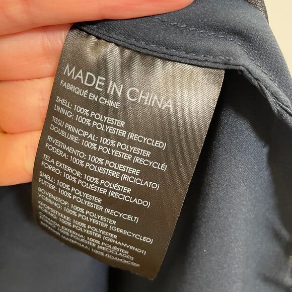 Club Monaco Pleated Jacquard Shirt Dress Navy Blue Midi Sheer Long Sleeve 8 - Picture 7 of 8